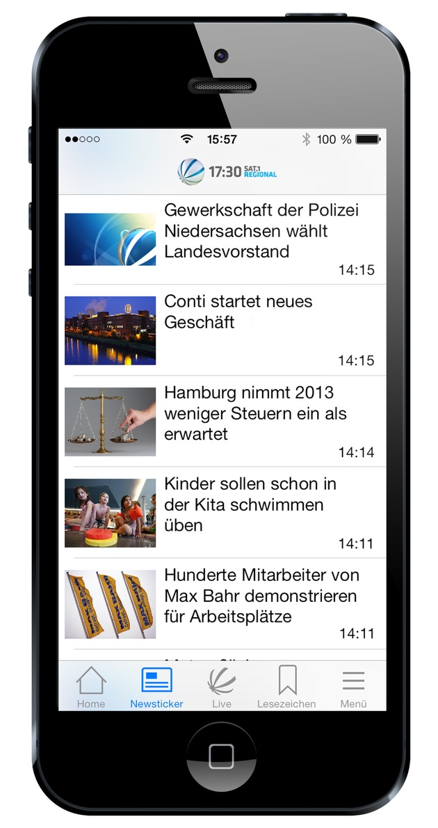 SAT.1 REGIONAL-APP jetzt auch für Android und Blackberry / APP-Relaunch der norddeutschen Regionalmagazine / Alles, was den Norden bewegt, mit einem Klick! (FOTO)