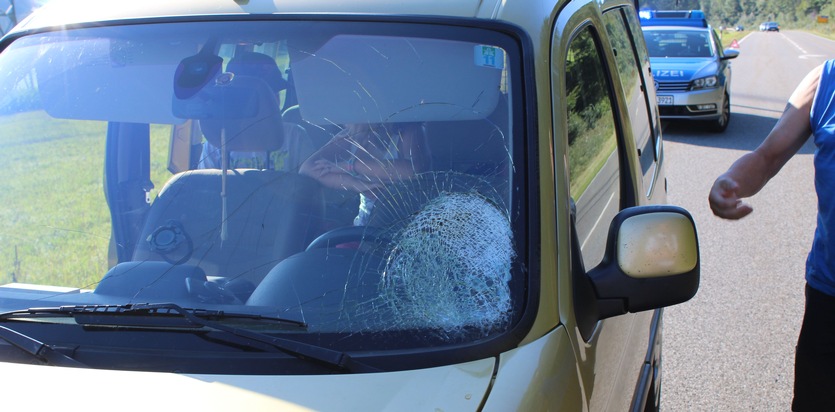 POL-PPTR: Bierdose auf fahrenden PKW - Unfall gerade noch verhindert
