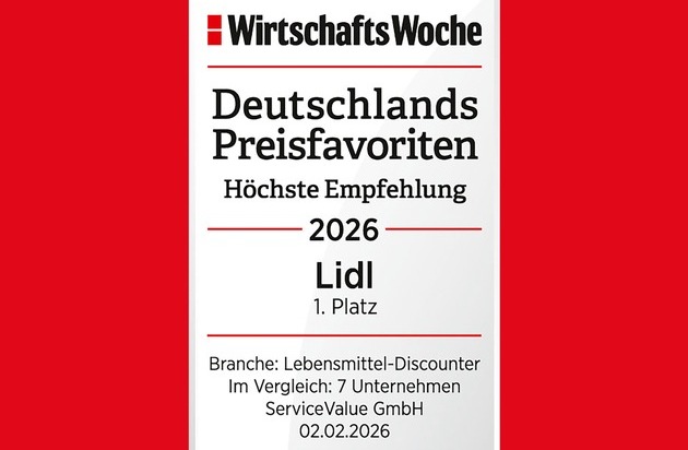 Lidl: Lidl baut Spitzenposition als "Deutschlands Preisfavorit" weiter aus