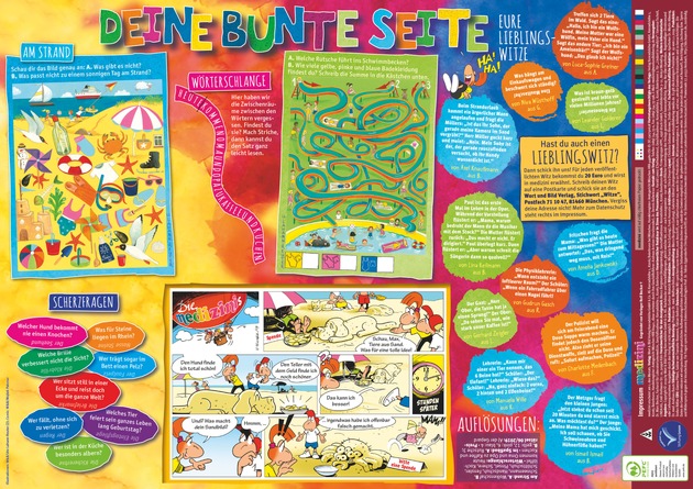 medizini: Wenn die Witze-Welle kommt ... / Die aktuellen Lieblingswitze der Kinder werden jeden Monat aus vielen Hundert Zusendungen ausgesucht / Die lustigsten kommen auf die beliebte &quot;Bunte Seite&quot; (FOTO)