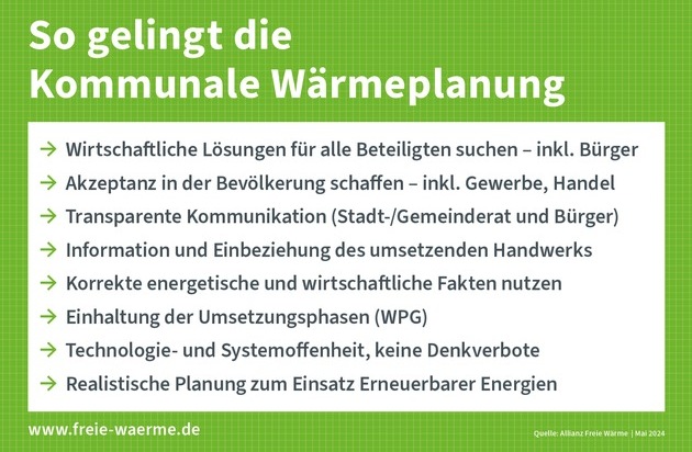Allianz Freie Wärme: Kommunale Wärmeplanung: Wärmewende läuft unrund und oft im Blindflug / Allianz Freie Wärme sieht BBSR-Basisstudie zur KWP als Weckruf an die Politik