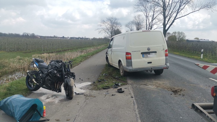 POL-STD: 28-jähriger Motorradfahrer bei Unfall im Alten Land schwer verletzt
