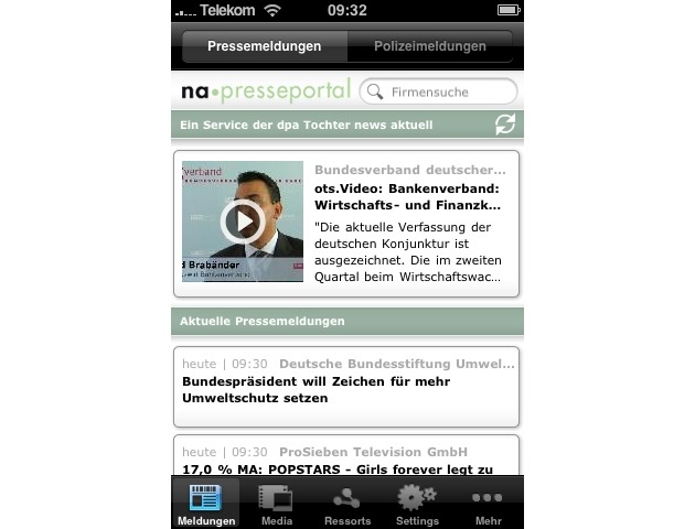 dpa-Tochter news aktuell launcht iPhone-App für Presseportal.de (mit Bild)