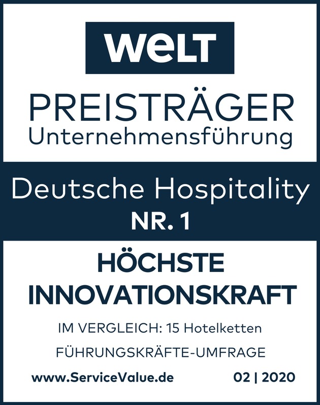 Pressemitteilung: &quot;Deutsche Hospitality als &quot;WELT-Preisträger Unternehmensführung&quot; ausgezeichnet&quot;