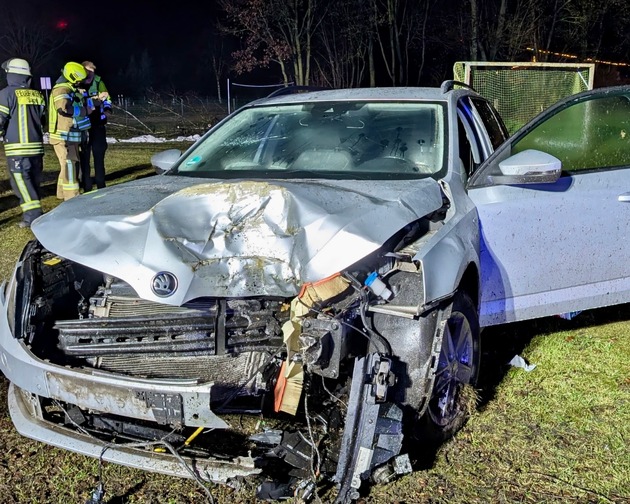 FW-OLL: PKW kollidiert mit Baum und bringt diesen zu Fall