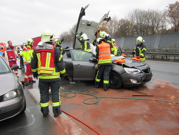 FW-GE: Schwerer Verkehrsunfall auf BAB 2
7 Verletzte Personen, zwei Personen schwer verletzt