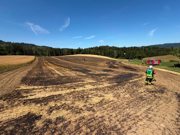 FW Überlingen: Flächenbrand / rund 2.000 Quadratmeter in Flammen / Feuer schnell gelöscht