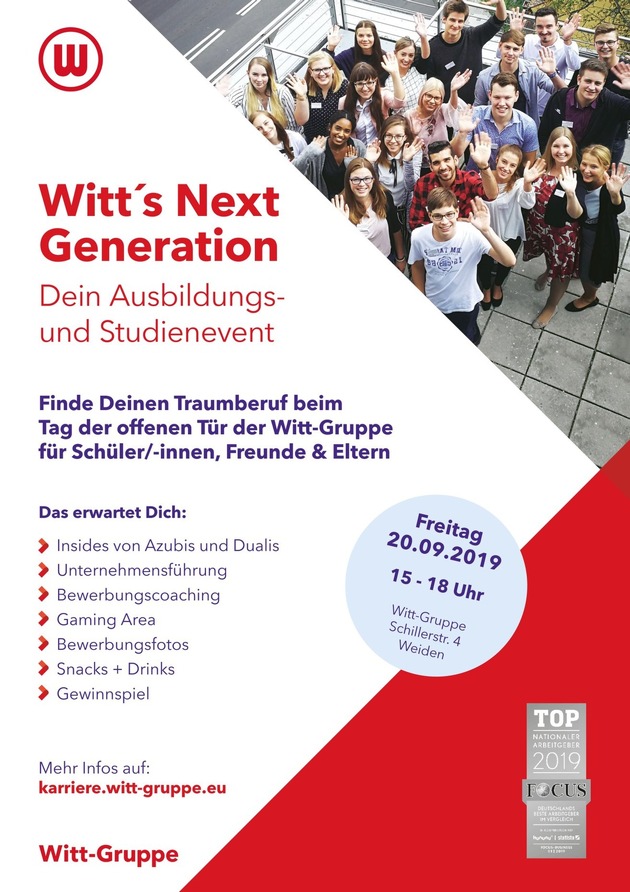 Einladung zu Witt&#039;s Next Generation - dem Ausbildungs- und Studienevent der Witt-Gruppe