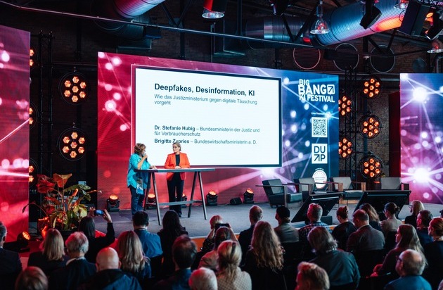 DUP UNTERNEHMER-Magazin: Hubig k&uuml;ndigt sch&auml;rferes Vorgehen gegen Deepfakes an / BIG BANG KI FESTIVAL 2026 mit Besucherrekord: 11.400 G&auml;ste / Microsoft-Manager Alexander Britz fordert KI-Verhaltenskodex, Jens de Buhr KI-Pause
