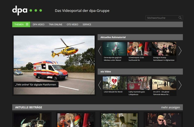 dpa Deutsche Presse-Agentur GmbH: dpa vermarktet Videos von TeleNewsNetwork exklusiv für Web- und Digital-Nutzung