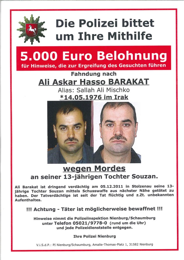 POL-NI: 5000 Euro Belohnung Steckbriefe in deutsch, kurdisch und arabisch