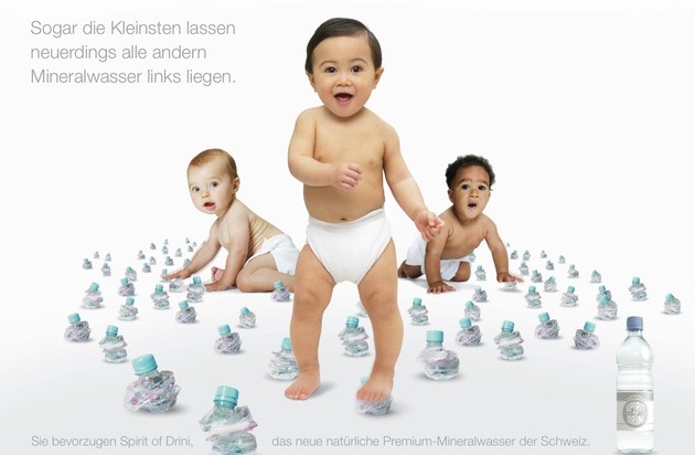 Spirit of Drini (Schweiz) Vertriebs GmbH: Spirit of Drini: Ein neues Mineralwasser provoziert mit frecher Werbung und hilft Kindern in Not weltweit