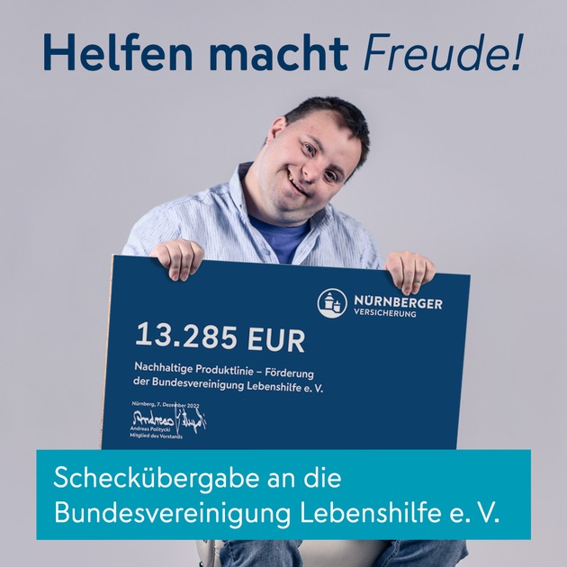 Nachhaltige Versicherungen der Nürnberger machen es möglich: über 13.000 EUR für die Lebenshilfe