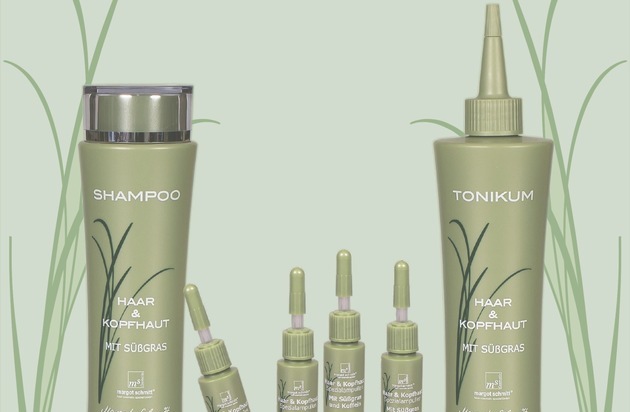 Margot Schmitt Haar-Cosmetic Spezial GmbH: Speziell bei Kopfhautproblemen: Die neue, professionelle Sensitiv-Haarpflege-Serie mit einzigartiger Wirkstoffkombination aus Süßgras, Gingko, Hopfen, Brennessel, Kamille und Coffein (FOTO)