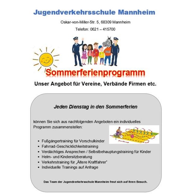 POL-MA: Mannheim: Jugendverkehrsschule Mannheim öffnet wieder ihre Pforten - Sommerferienprogramm 2021 vorgestellt