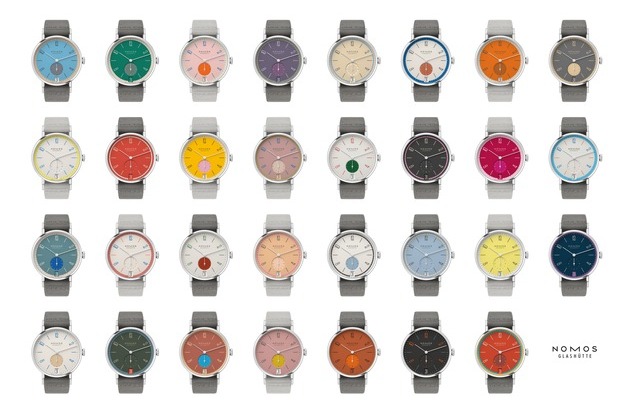 NOMOS Glash&uuml;tte: Limited Edition, unlimited choice / Der Luxus der Wahl: 31 farbige Modelle der ikonischen NOMOS-Uhr Tangente sind ab sofort im Fachhandel erh&auml;ltlich / Weltweit jeweils nur 175 Mal