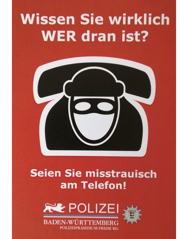 POL-FR: Landkreis Waldshut: Sicherheitskooperation zwischen der Caritas Hochrhein  und der Polizei - Polizei warnt vor übler Betrugsmasche