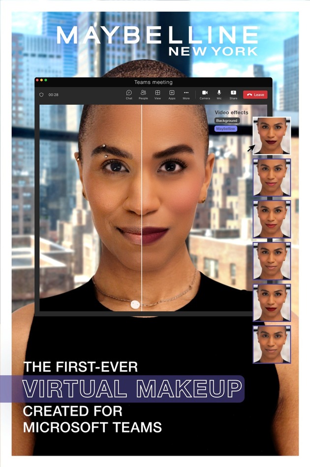 Pressemitteilung: Ready-in-a-click von Maybelline: Das erste virtuelle Make-up auf Microsoft Teams