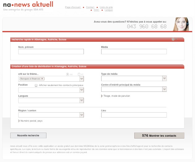 La filiale de l&#039;ATS, news aktuell, lance un nouvel AdressTool pour des contacts rédactionnels en Suisse, en Allemagne et en Autriche