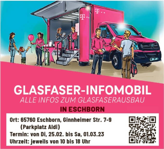 Telekom-Infomobil zum Glasfasernetz in Eschborn