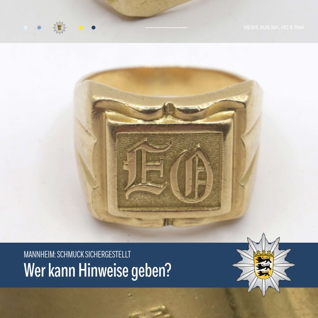 POL-MA: Mannheim: Goldschmuck sichergestellt - Verdacht der Hehlerei - Zeugen gesucht