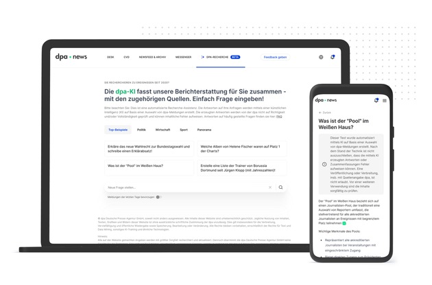 dpa-News Hub mit KI-Rechercheassistent gestartet