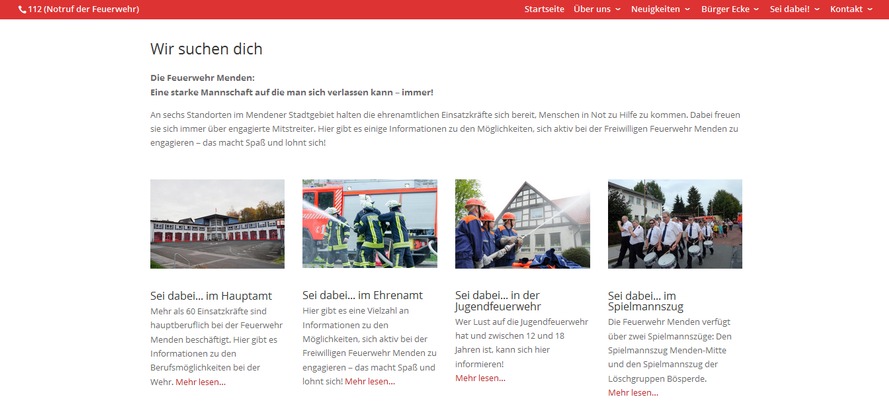 FW Menden: Website der Feuerwehr Menden erstrahlt in neuem Glanz