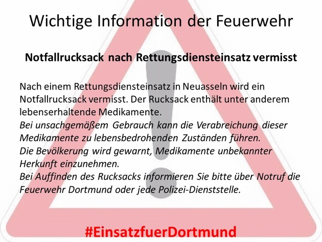 FW-DO: Wichtiger Hinweis der Feuerwehr Dortmund