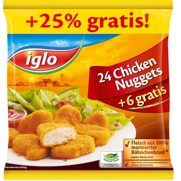 Vielfältig, lecker, mehr: iglo Gemüse-Produkte und Chicken Nuggets kurzzeitig mit noch mehr leckerem Inhalt! (BILD)