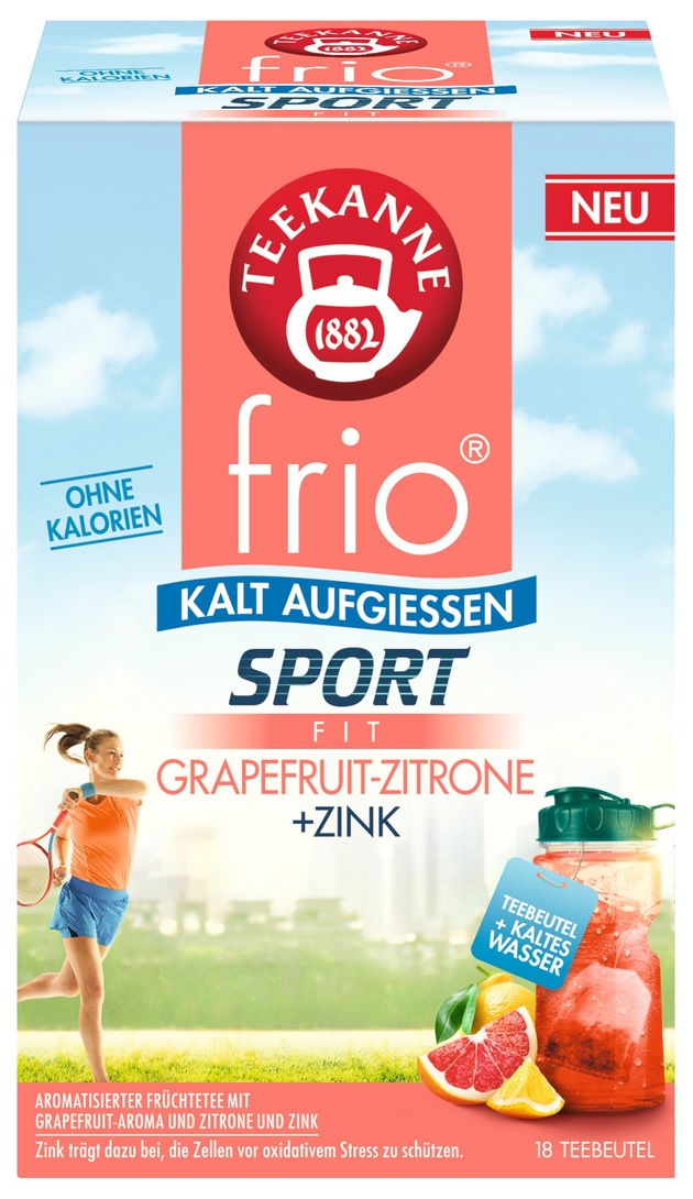 Pressemitteilung: Neu für die Extraportion Erfrischung: „TEEKANNE frio Yuzu-Minze“ und „TEEKANNE frio Sport Fit Grapefruit-Zitrone + Zink“