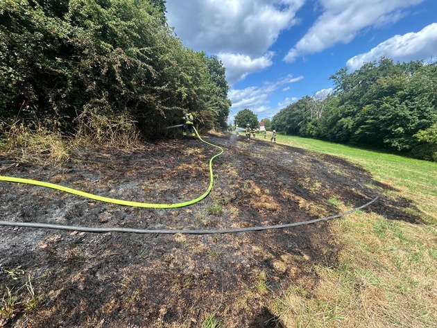 FW-EN: Wiese brennt am Wiggers - Feuer droht auf Wald überzugreifen