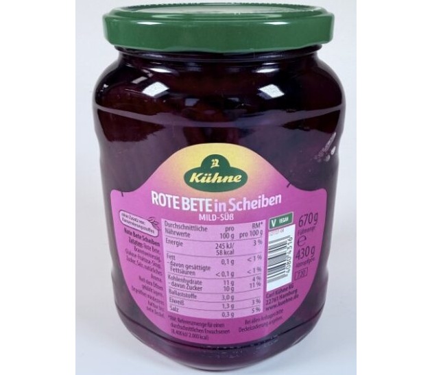 Produktr&uuml;ckruf K&uuml;hne Rote Bete Scheiben, 720ml im Glas: Gefahr durch Fremdk&ouml;rper im Produkt