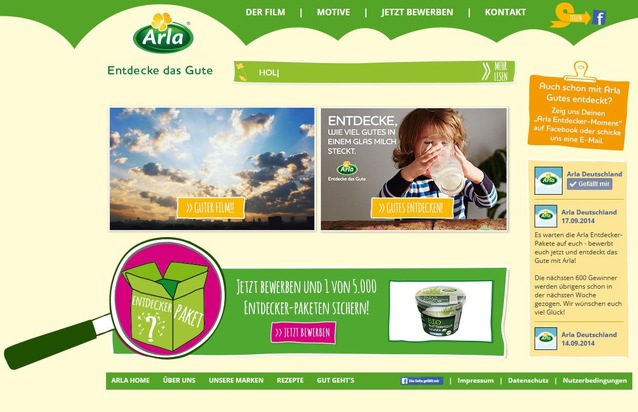 &quot;Entdecke das Gute&quot;: Arla positioniert sich mit neuer Endverbraucherkampagne und verlost 5.000 Entdeckerpakete (FOTO)