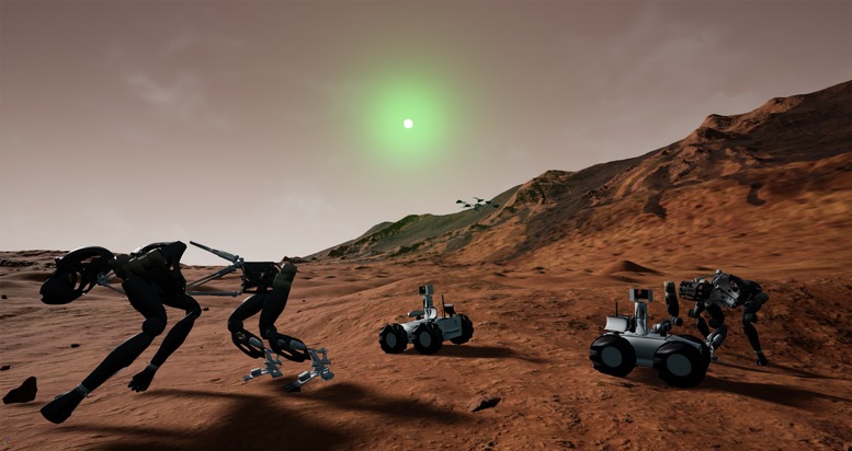 Virtueller Roboterschwarm auf dem Mars