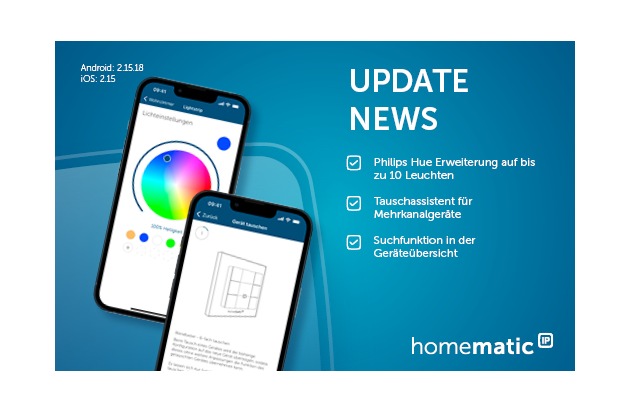 Homematic IP App Update bringt Philips Hue Erweiterung, Tauschassistenten und Gerätesuche