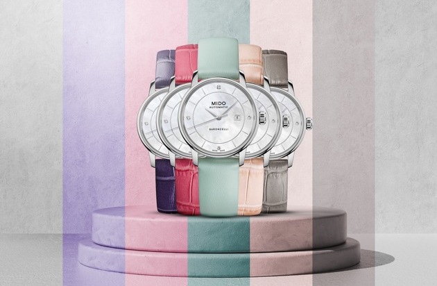MIDO: Das ideale Geschenk: Die Automatikuhr Mido Baroncelli Signature Lady Colours mit Wechselbändern in fünf Farben / Eine Uhr für jeden Anlass und jedes Outfit