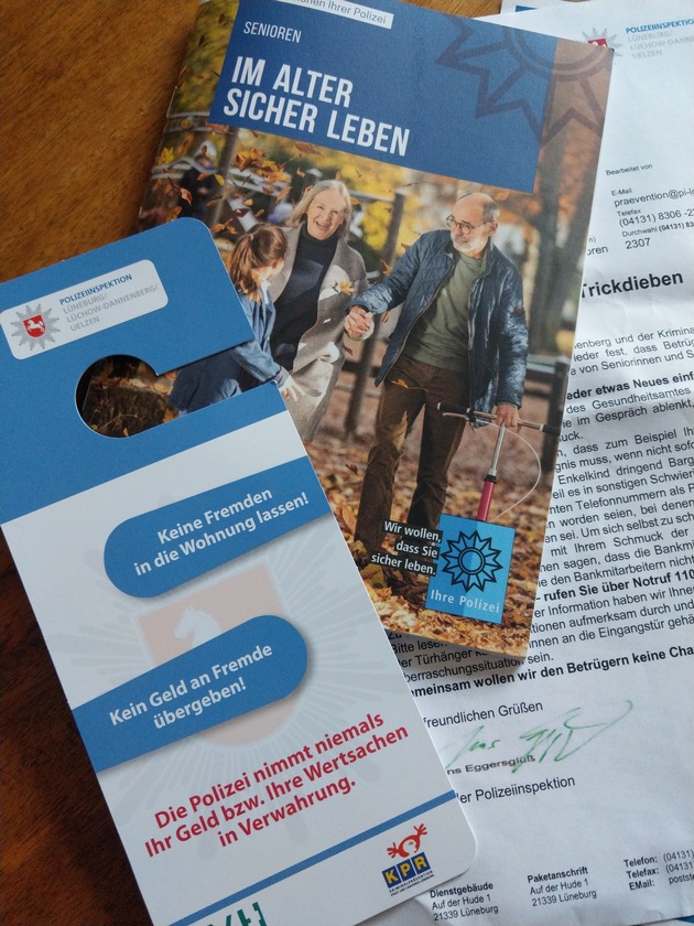 POL-LG: ++ Mehr Sicherheit für Seniorinnen und Senioren ++ Kampagne von Polizei, LGer KPR und Medienhaus Lüneburg ++ persönliche Post und 15.000 Infopaket für alle Senioren in Stadt und Landkreis Lüneburg