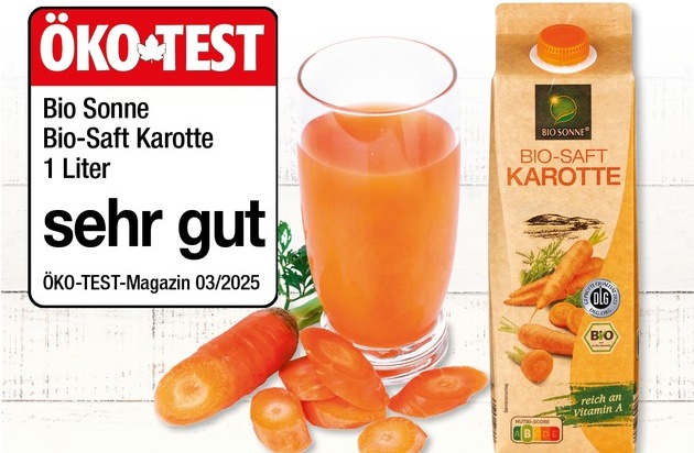 NORMA Bio-Saft Karotte der Eigenmarke BIO SONNE erhält beim ÖKO-TEST die Note "sehr gut" / Starke Bewertung im Getränke-Sortiment