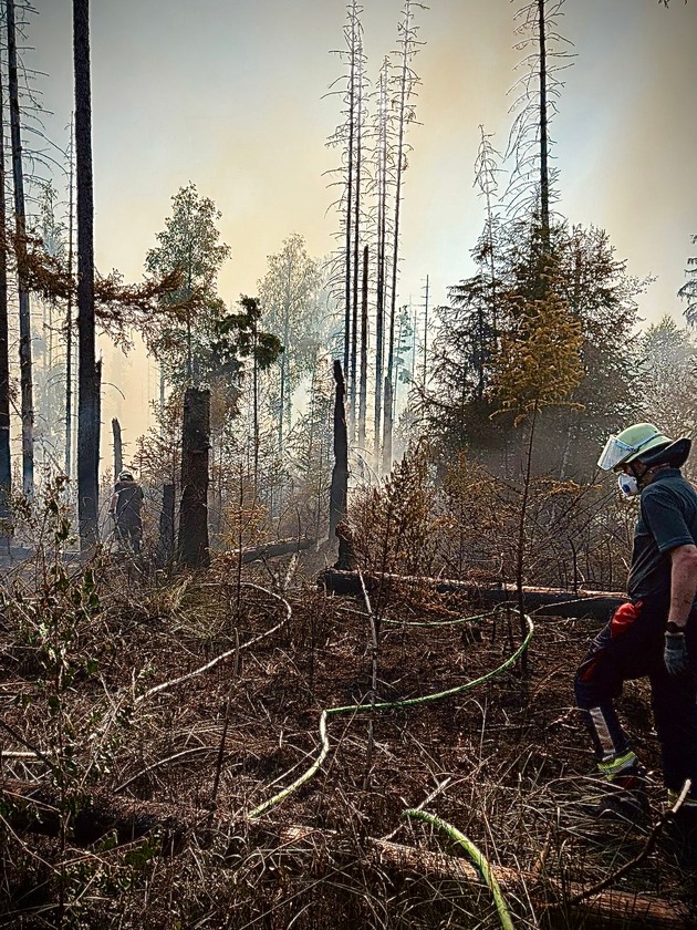 FW Kreis Soest: Zweite Folgemeldung zum Waldbrand in Möhnesee: Brand unter Kontrolle - Löscharbeiten dauern an