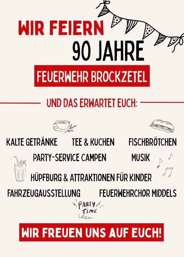 FW-AUR: Feuerwehr Brockzetel lädt zu Jubiläumsfeier am Himmelfahrtstag ein