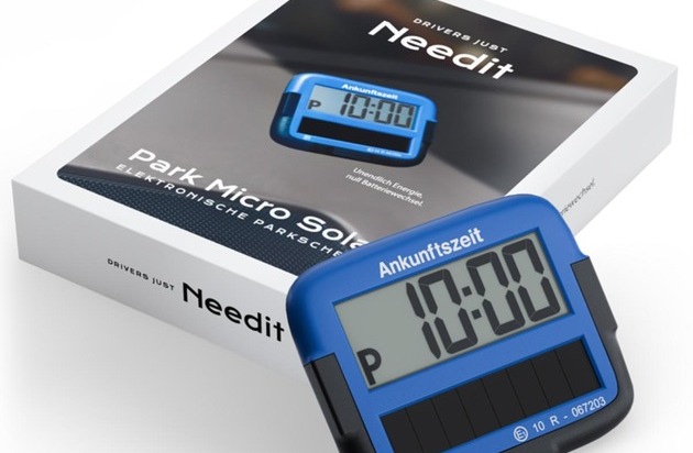 Needit Deutschland GmbH: Nie wieder Knöllchen - und nie wieder Batteriewechsel / Die weltweit dünnste solarbetriebene Parkscheibe ist da