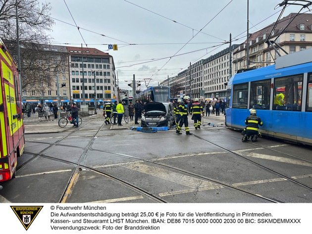 FW-M: Unfall mit Tram endet glimpflich (Ludwigsvorstadt)