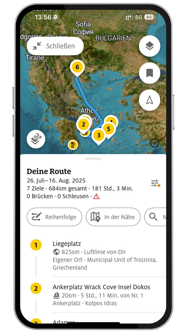ADAC Skipper App: Jetzt mit intelligenter Liegeplatzsuche / Der digitale Lotse für alle, die sich auf dem Wasser zuhause fühlen