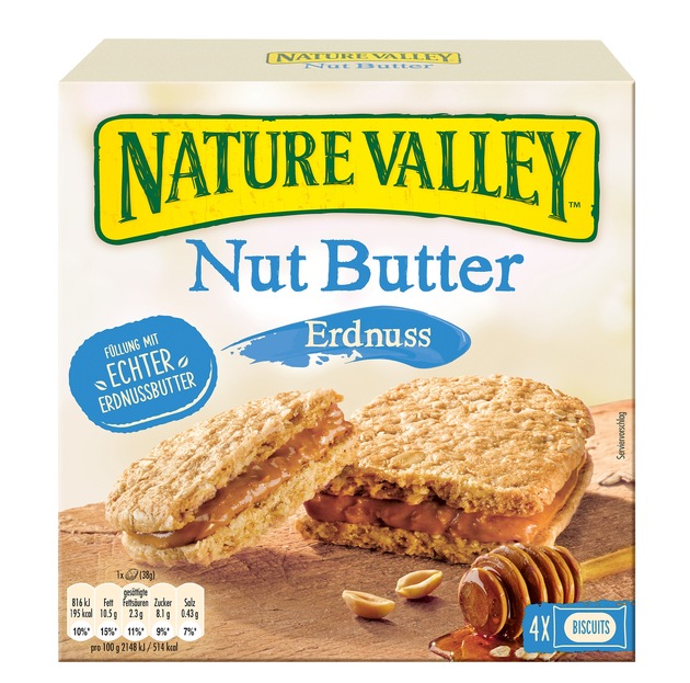 Nature Valley präsentiert zwei leckere Snack-Neuheiten: Nut Butter Erdnuss und Kakao Haselnuss - Knusper-Biscuits für perfekte Genussmomente