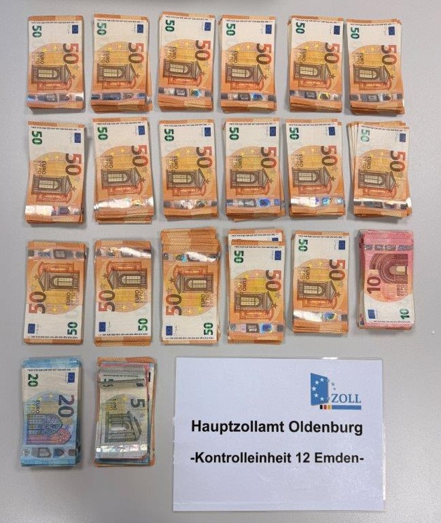 HZA-OL: Kontrolleinheit des Zolls stellt über 19.000 Euro Bargeld sicher; Kontrolleinheit des Hauptzollamts Oldenburg findet Bargeld und einen gefälschten Führerschein.
