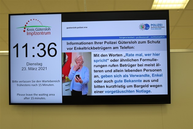POL-GT: Polizei Gütersloh informiert im Impfzentrum über Telefonbetrug