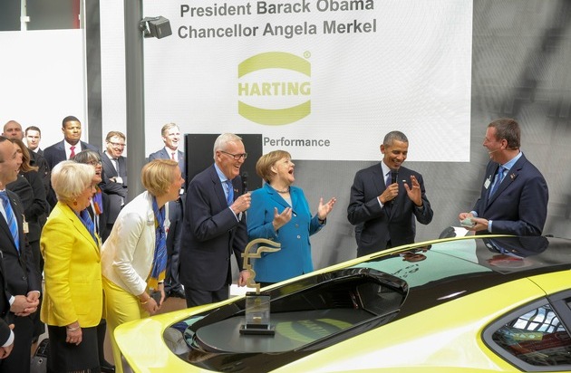 HARTING Stiftung & Co. KG: Prominenter Besuch: US-Präsident Obama und Kanzlerin Merkel bei HARTING / Großes Interesse an Industrie 4.0-Lösungen in den Vereinigten Staaten (FOTO)
