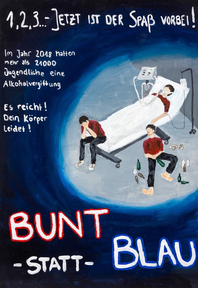 bunt statt blau: Lisa Grachev aus Saarbrücken gewinnt DAK-Plakatwettbewerb gegen Komasaufen im Saarland