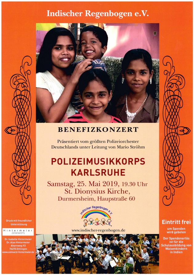 POL-KA: Polizeimusikkorps am Samstag, 25. Mai in der Kirche St. Dionysius in Durmersheim