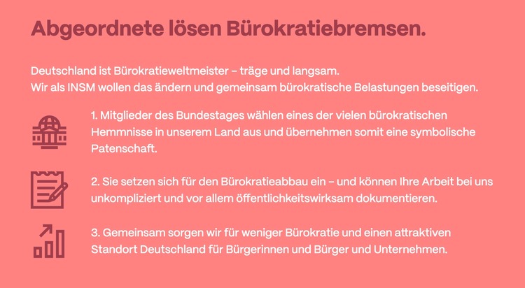 Initiative Neue Soziale Marktwirtschaft (INSM): Um das Bürokratiemonster zu besiegen: INSM kombiniert Tinder und Abgeordnetenwatch / Das neue Bürokratie-Paten-Portal ist da